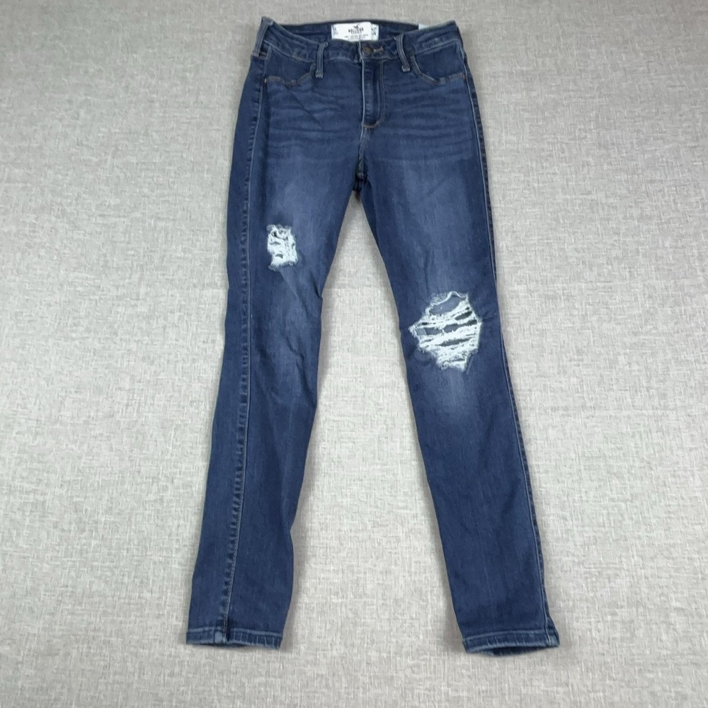 Hollister Jeans Juniors 27 Blue Medium Wash High Rise Jegging Distressed Denim